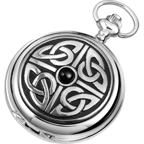 Woodford Chrome Double Hunter Celtic Mechanical Pocket Watch W S