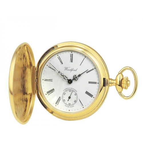 Gold Plated 17 Jewel Swiss Mechanical Full Hunter Pocket Watch Compact ...