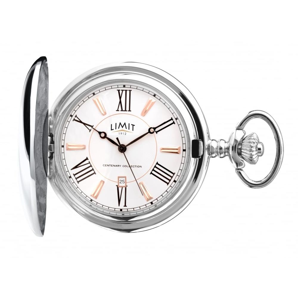 Limit Gents Full Hunter Silver Tone Pocket Watch 58929 Pocketwatch Uk 8754